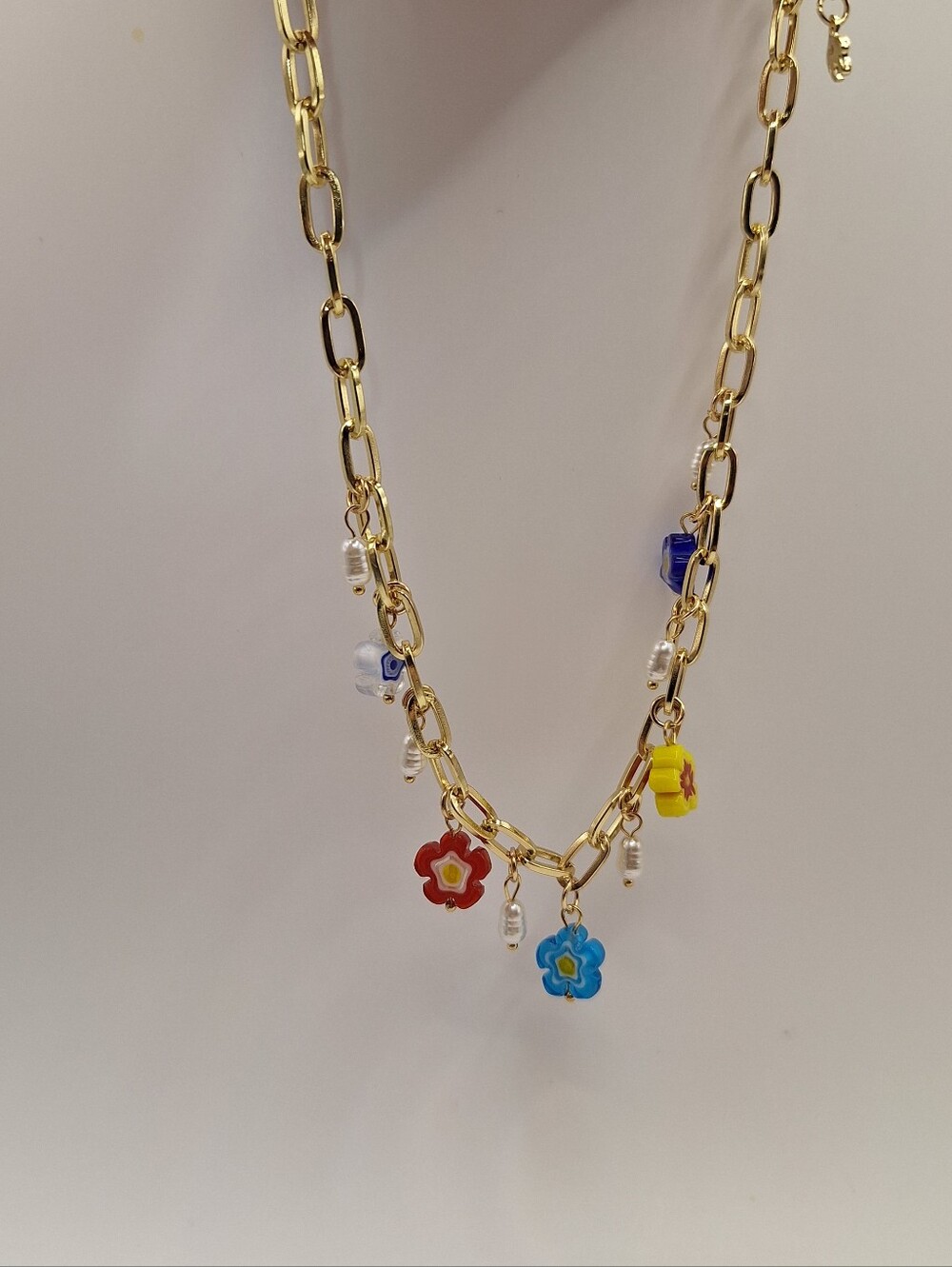 Y2K Floral Charm Necklace Multicolor Flower Pendant Chain